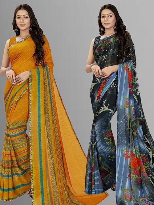 women pack of 2 casual wear combo sarees with blouse - 21426091 - Very Small Image - 1