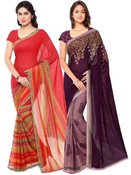 women pack of 2 casual wear combo sarees with blouse - 21426093 - Very Small Image - 1