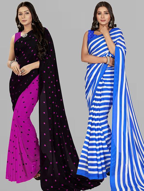 women pack of 2 casual wear combo sarees with blouse - 21426103 - Very Small Image - 1