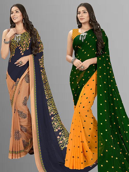 women pack of 2 casual wear combo sarees with blouse - 21426145 - Very Small Image - 1