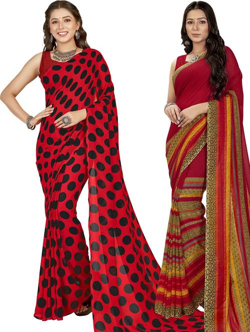 women pack of 2 casual wear combo sarees with blouse - 21426147 - Very Small Image - 1
