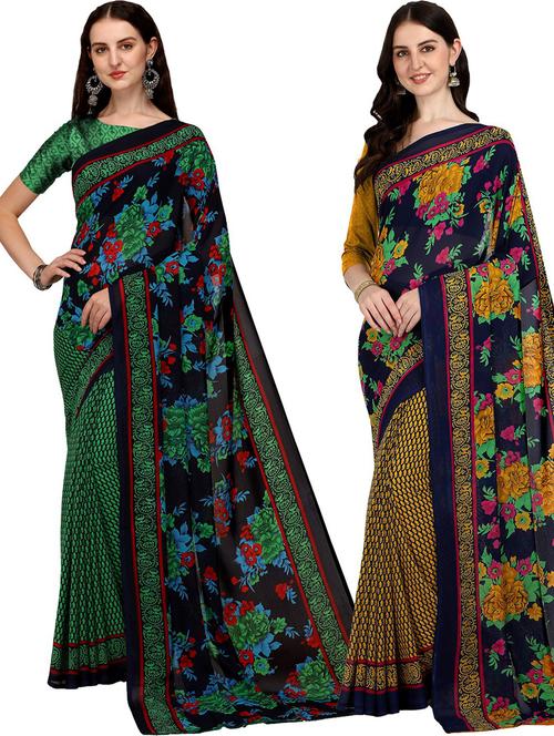 women pack of 2 casual wear combo sarees with blouse - 21426152 - Very Small Image - 1
