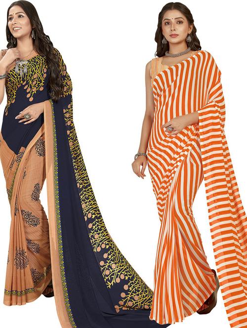 women pack of 2 casual wear combo sarees with blouse - 21426162 - Very Small Image - 1