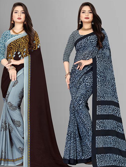women pack of 2 casual wear combo sarees with blouse - 21426316 - Very Small Image - 1