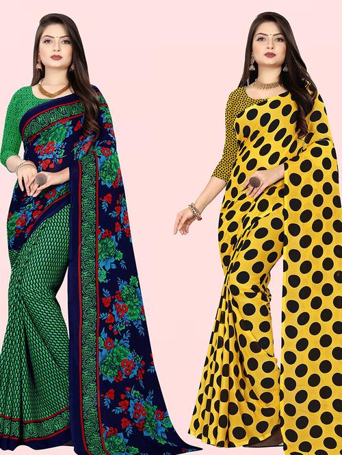 women pack of 2 casual wear combo sarees with blouse - 21426317 - Very Small Image - 1