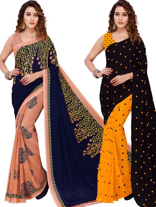 women pack of 2 casual wear combo sarees with blouse - 21426368 - Very Small Image - 1