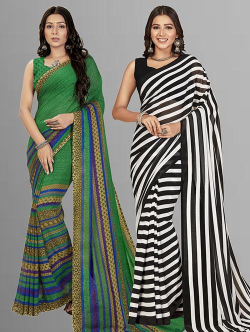 women pack of 2 casual wear combo sarees with blouse - 21426369 - Very Small Image - 1