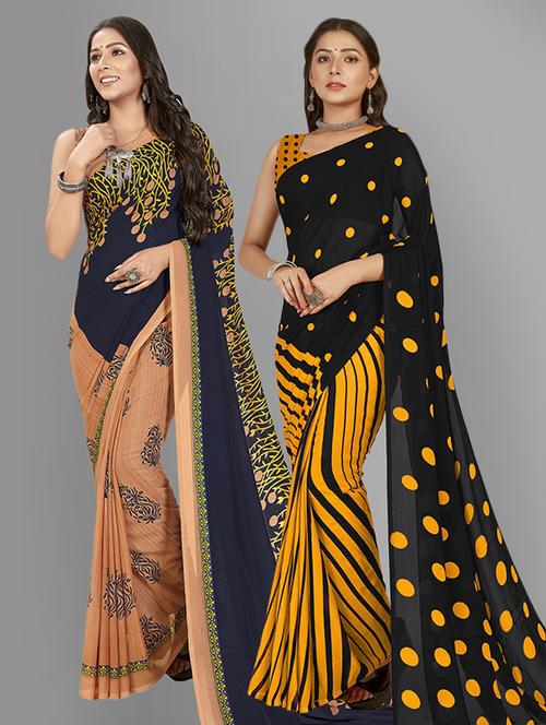 women pack of 2 casual wear combo sarees with blouse - 21426371 - Very Small Image - 1