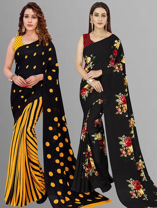 women pack of 2 casual wear combo sarees with blouse - 21426399 - Very Small Image - 1
