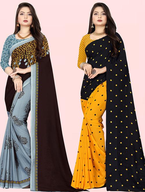women pack of 2 casual wear combo sarees with blouse - 21426406 - Very Small Image - 1