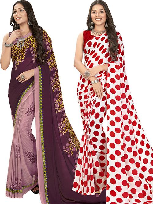 women pack of 2 casual wear combo sarees with blouse - 21426614 - Very Small Image - 1