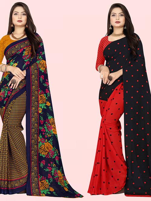 women pack of 2 casual wear combo sarees with blouse - 21426676 - Very Small Image - 1