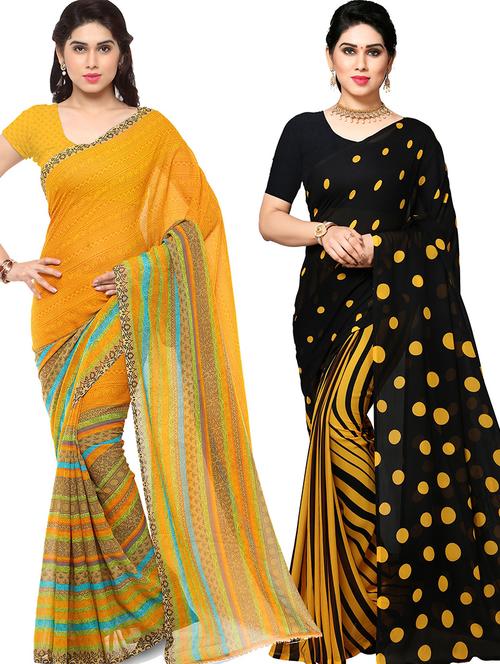 women pack of 2 casual wear combo sarees with blouse - 21426680 - Very Small Image - 1