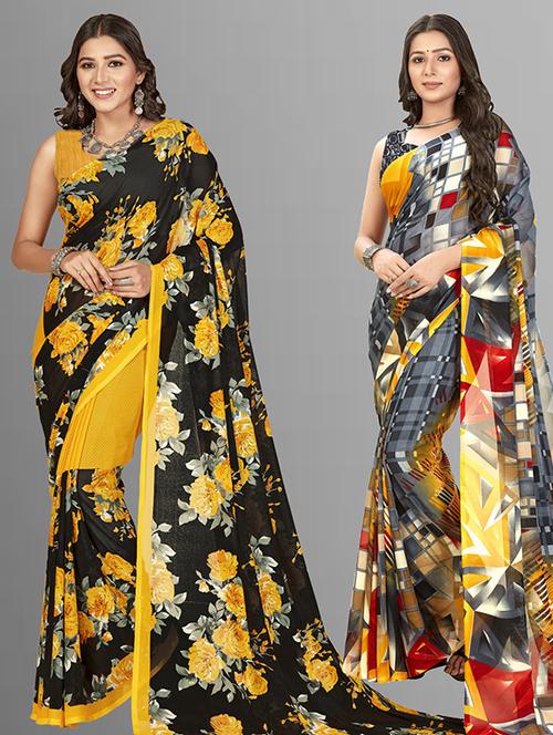 women pack of 2 casual wear combo sarees with blouse - 21426683 - Very Small Image - 1