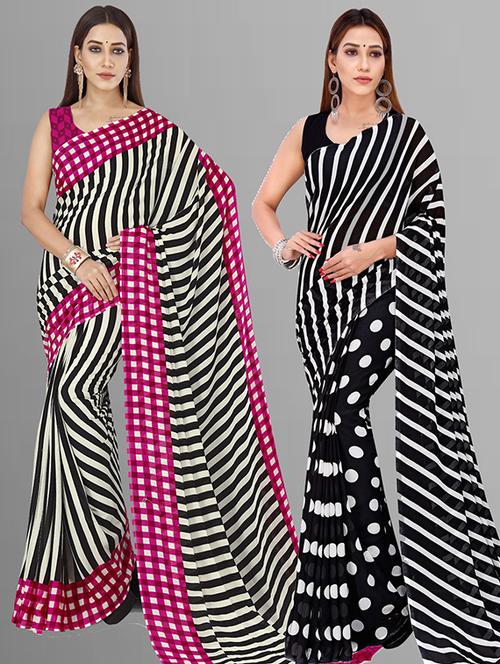women pack of 2 casual wear combo sarees with blouse - 21426723 - Very Small Image - 1