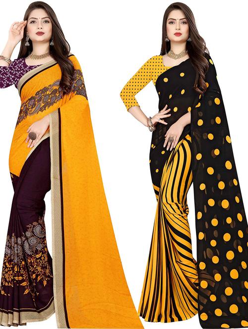 women pack of 2 casual wear combo sarees with blouse - 21426752 - Very Small Image - 1