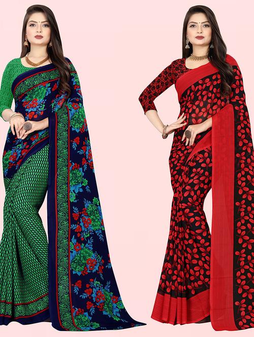 women pack of 2 casual wear sarees with blouse - 21426773 - Very Small Image - 1