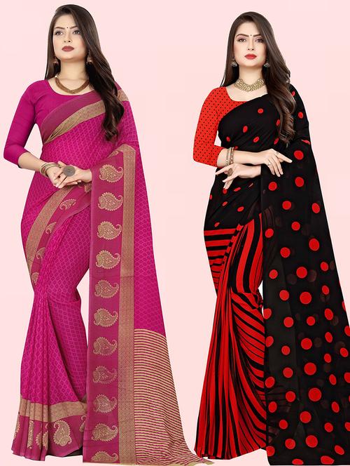 women pack of 2 casual wear combo sarees with blouse - 21426784 - Very Small Image - 1