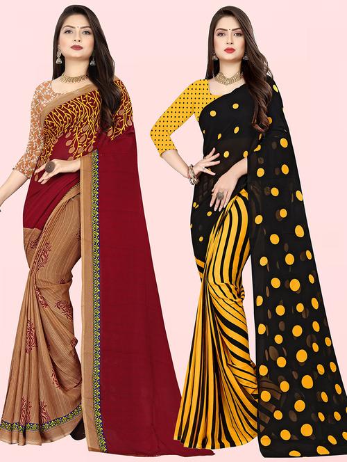 women pack of 2 casual wear sarees with blouse - 21426793 - Very Small Image - 1