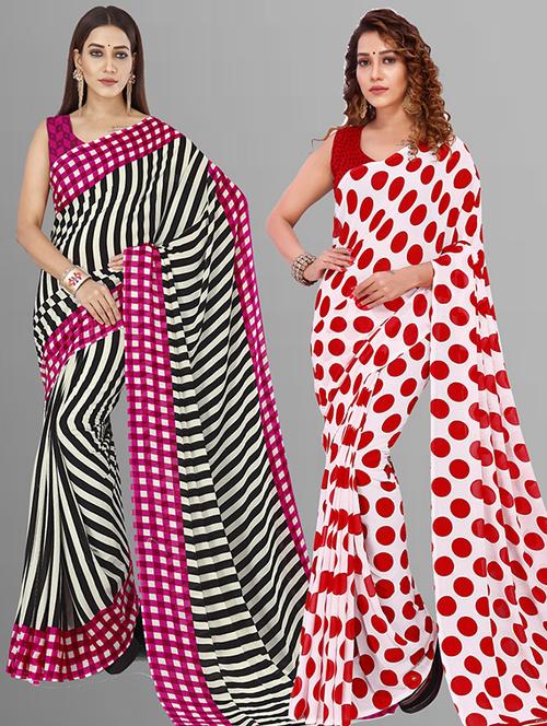 women pack of 2 casual wear combo sarees with blouse - 21426796 - Very Small Image - 1