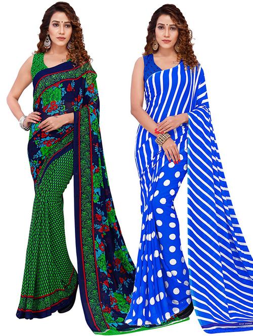  women pack of 2 casual wear combo sarees with blouse - 21426873 - Very Small Image - 1