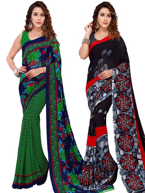 pack of 2 casual wear sarees with blouse - 21426877 - Very Small Image - 1