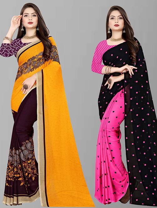 pack of 2 casual wear sarees with blouse - 21426890 - Very Small Image - 1