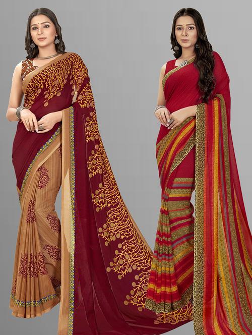 pack of 2 casual wear combo sarees with blouse - 21426891 - Very Small Image - 1