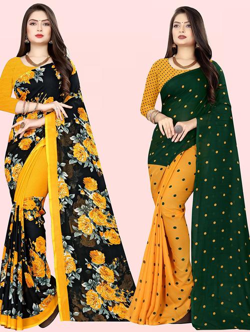  women pack of 2 casual wear combo sarees with blouse - 21426907 - Very Small Image - 1