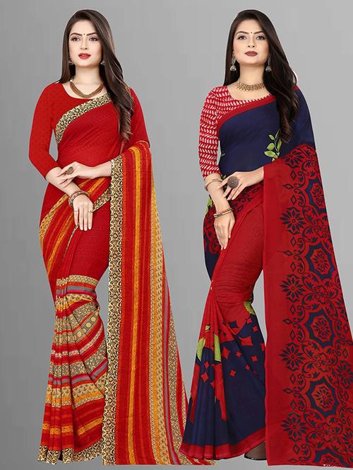 pack of 2 casual wear combo sarees with blouse - 21426915 - Very Small Image - 1