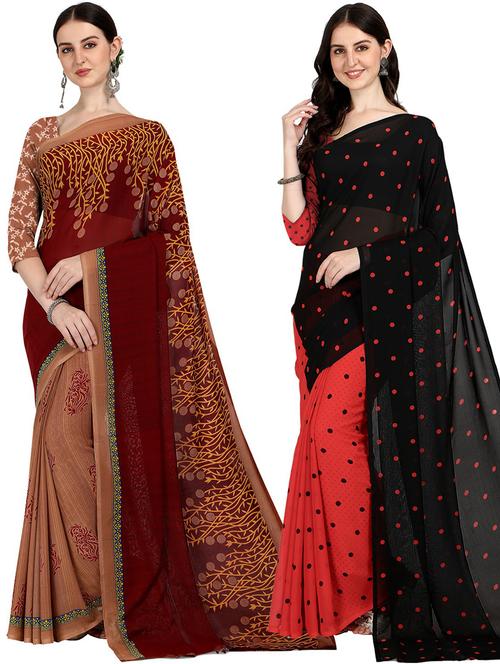 pack of 2 casual wear sarees with blouse - 21426926 - Very Small Image - 1