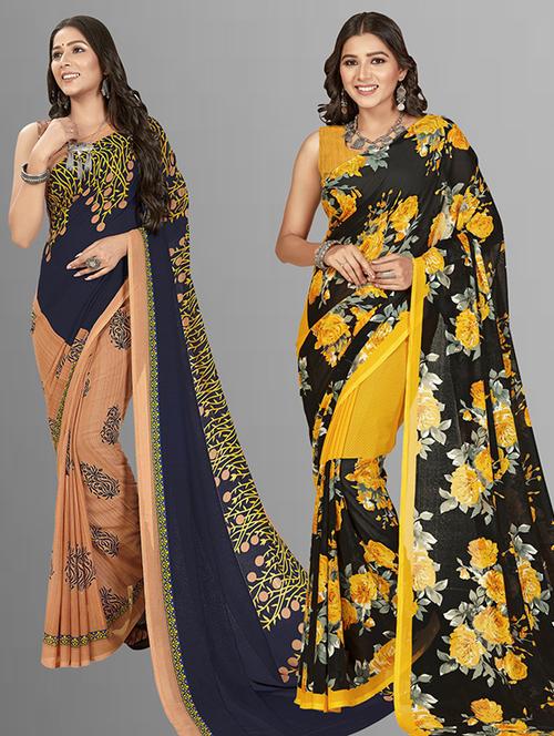 pack of 2 casual wear sarees with blouse - 21426998 - Very Small Image - 1