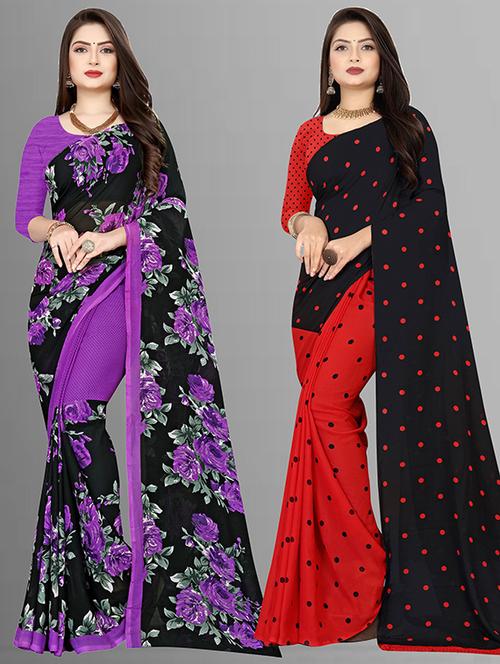 pack of 2 casual wear sarees with blouse - 21427033 - Very Small Image - 1