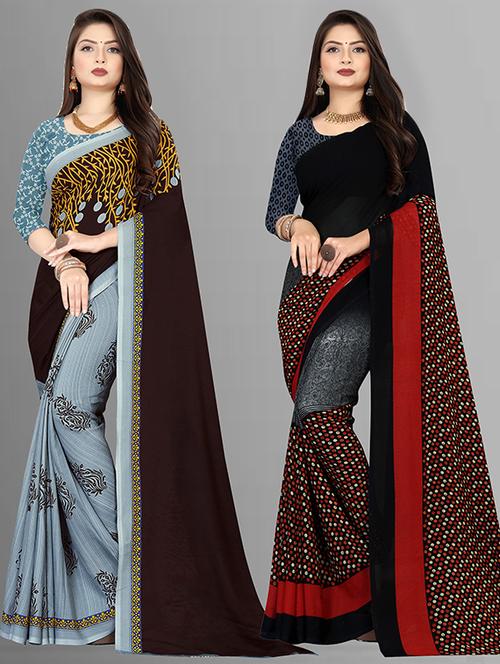 pack of 2 casual wear sarees with blouse - 21427054 - Very Small Image - 1