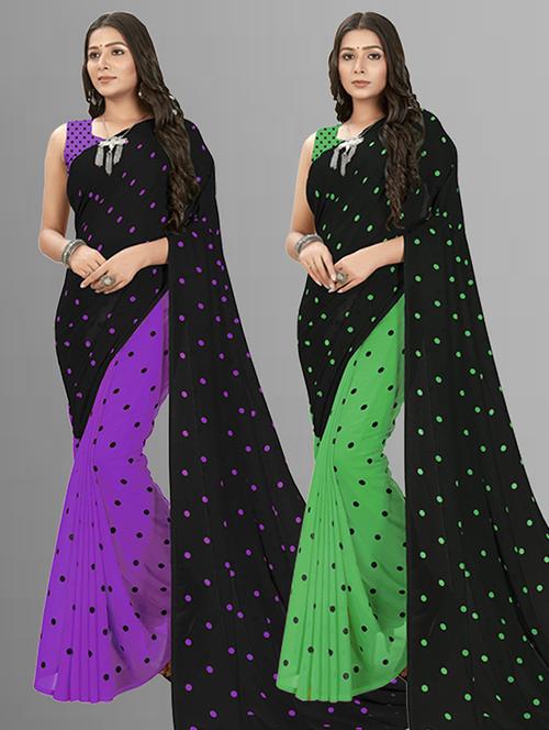 pack of 2 casual wear sarees with blouse - 21427073 - Very Small Image - 1