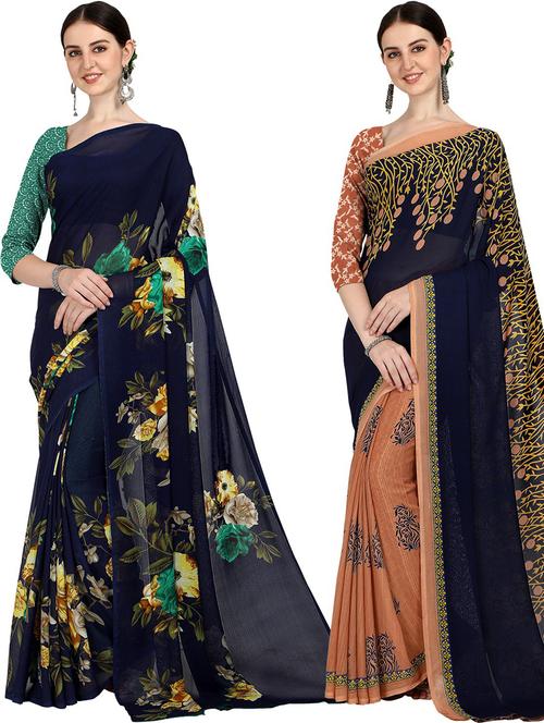 pack of 2 casual wear sarees with blouse - 21427148 - Very Small Image - 1