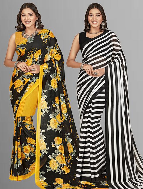 pack of 2 casual wear sarees with blouse - 21427155 - Very Small Image - 1