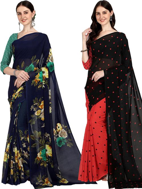 pack of 2 casual wear sarees with blouse - 21427168 - Very Small Image - 1