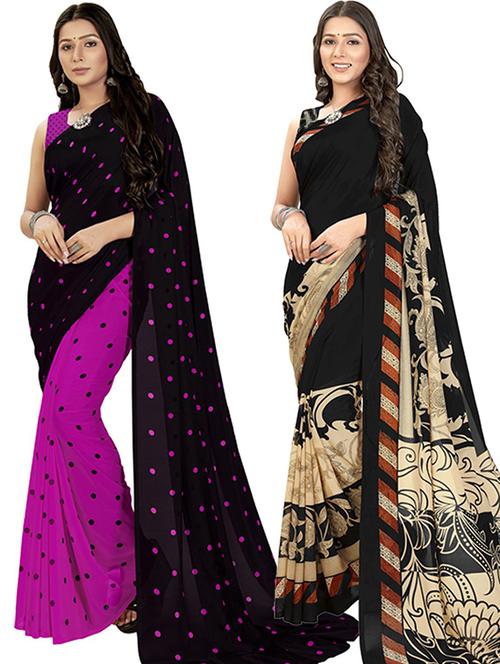 pack of 2 casual wear sarees with blouse - 21427172 - Very Small Image - 1