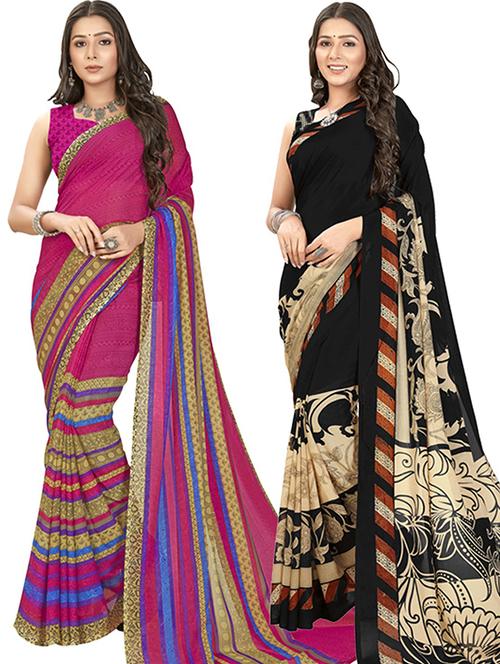 pack of 2 casual wear sarees with blouse - 21427176 - Very Small Image - 1