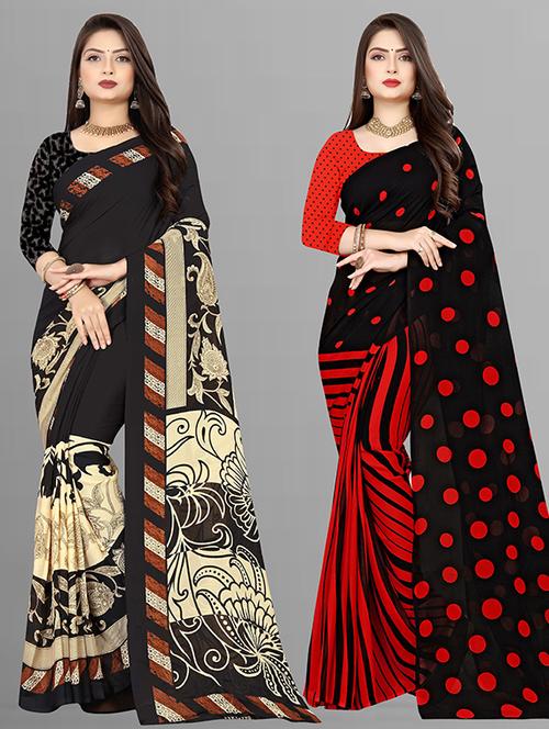 pack of 2 casual wear sarees with blouse - 21427180 - Very Small Image - 1