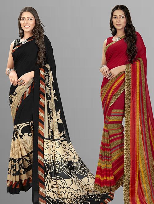 pack of 2 casual wear sarees with blouse - 21427182 - Very Small Image - 1