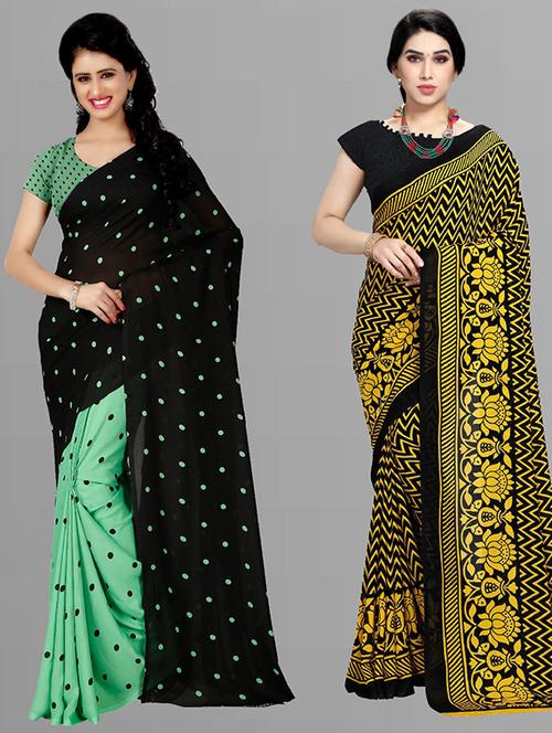  women pack of 2 casual wear combo sarees with blouse - 21427188 - Very Small Image - 1