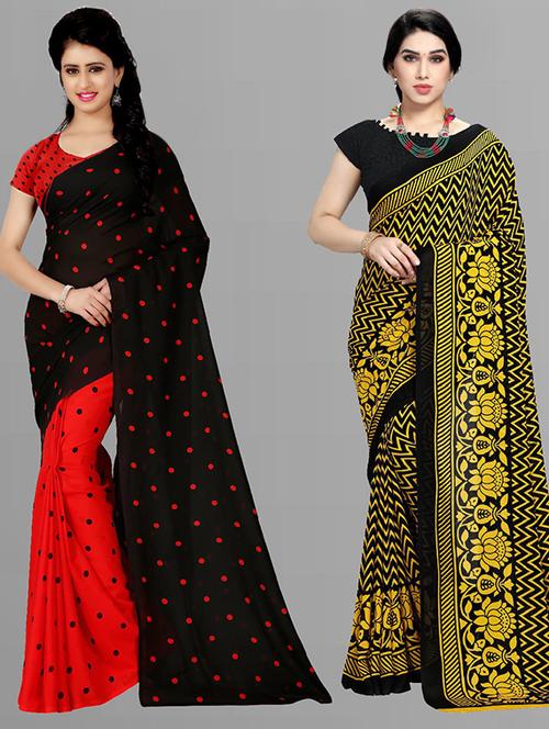 pack of 2 printed casual wear sarees with blouse - 21427189 - Very Small Image - 1