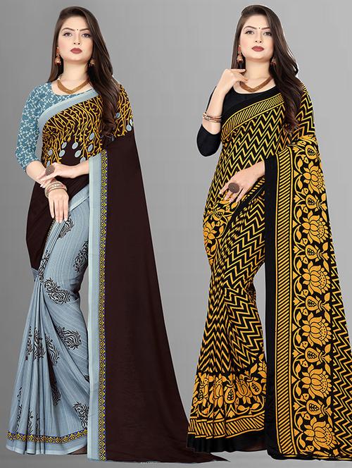 pack of 2 casual wear sarees with blouse - 21427190 - Very Small Image - 1