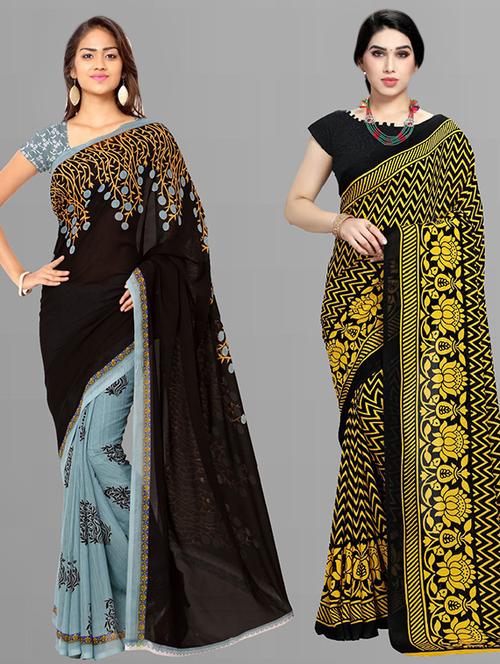 pack of 2 casual wear combo sarees with blouse - 21427192 - Very Small Image - 1