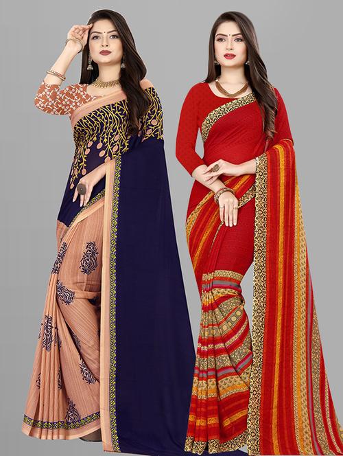 pack of 2 casual wear sarees with blouse - 21427194 - Very Small Image - 1