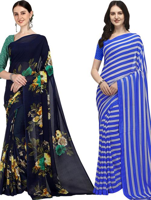 pack of 2 casual wear sarees with blouse - 21427195 - Very Small Image - 1