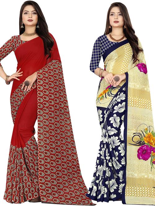 pack of 2 casual wear sarees with blouse - 21427251 - Very Small Image - 1