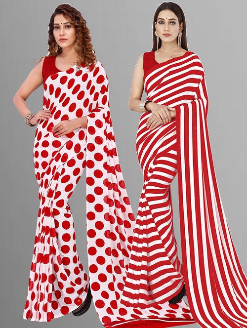 women pack of 2 casual wear combo sarees with blouse - 21427254 - Very Small Image - 1